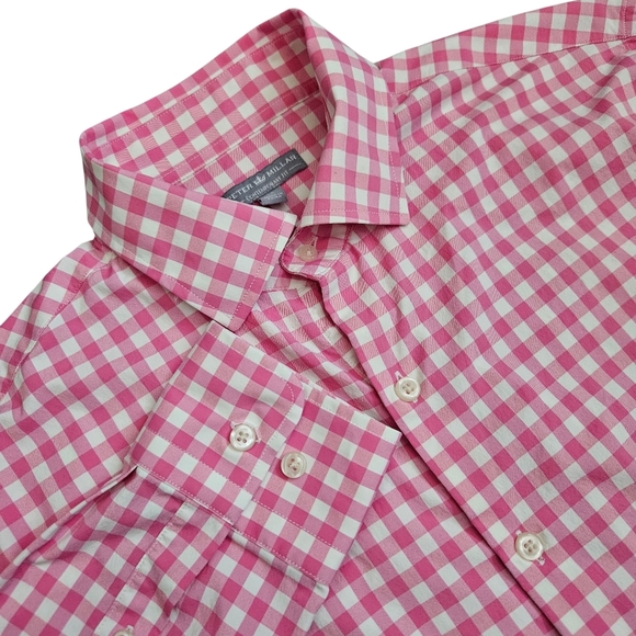 Peter Millar Other - Peter Millar Pink and White Checkered Casual Button Down Shirt Size Medium